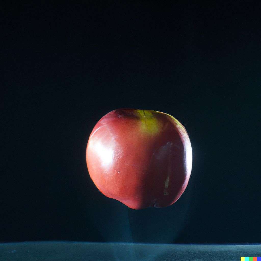 the discovery of gravity, photograph, studio lighting